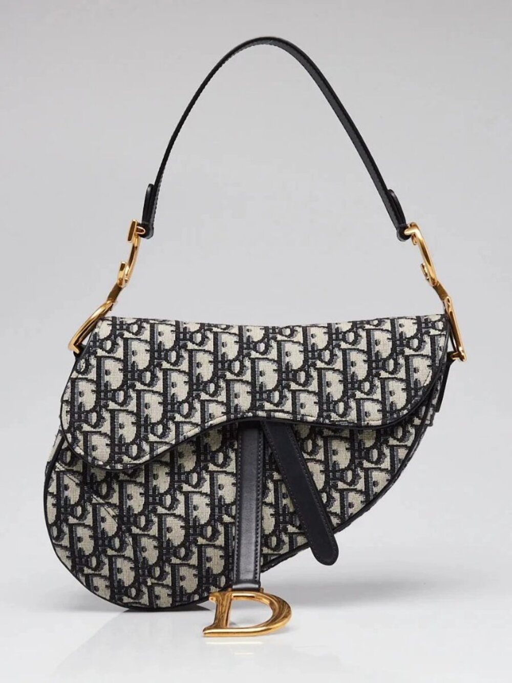 Christian Dior Blue Oblique Canvas Dior Saddle Bag